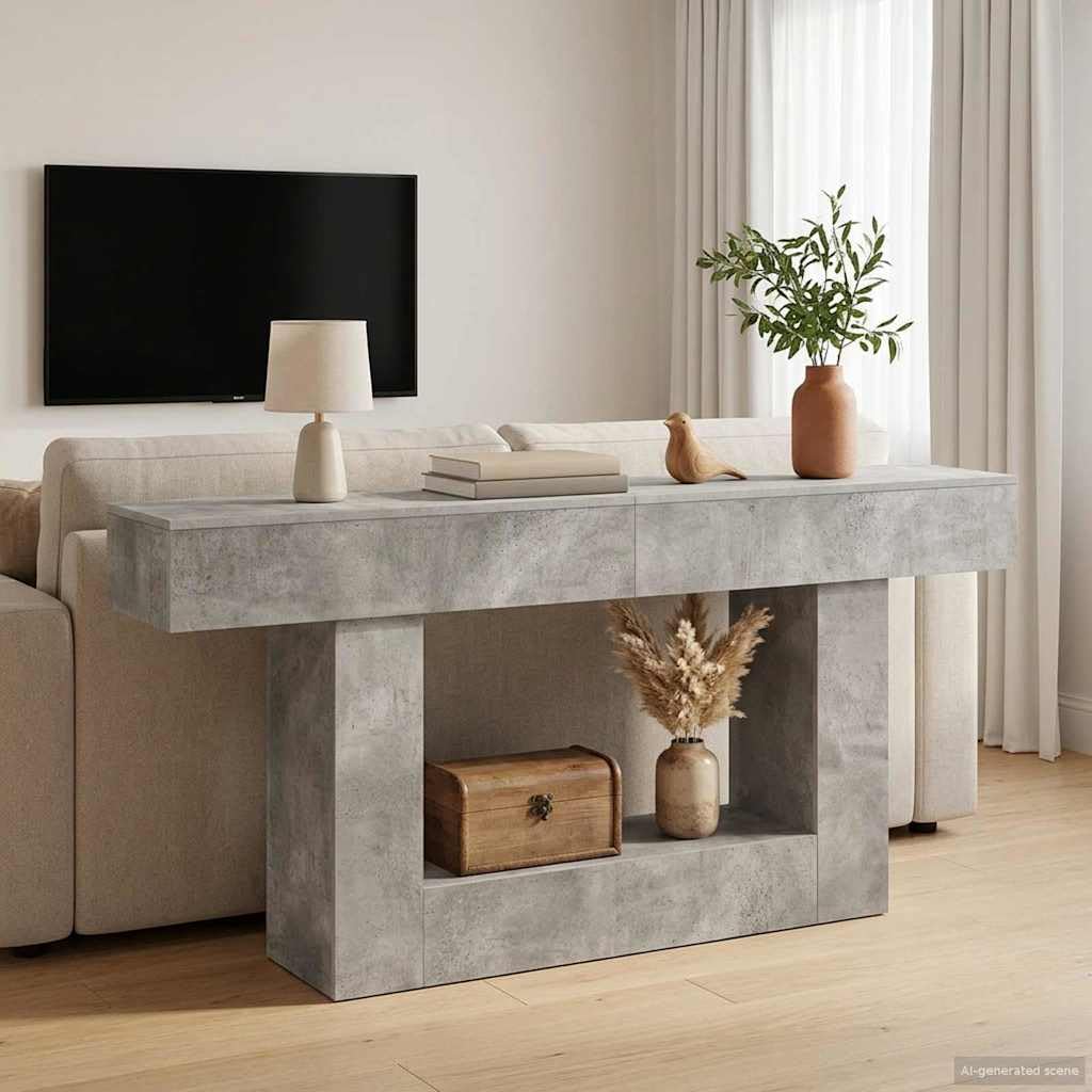 Générique Tavolo consolle grigio cemento 160 x 30 x 74 cm con ripiano design moderno minimalista per ingresso, soggiorno o sala da pranzo, robusto e funzionale.