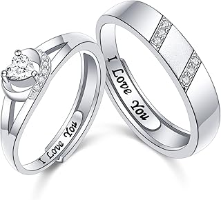 Yearace Sterling Silver Couple Promise Rings