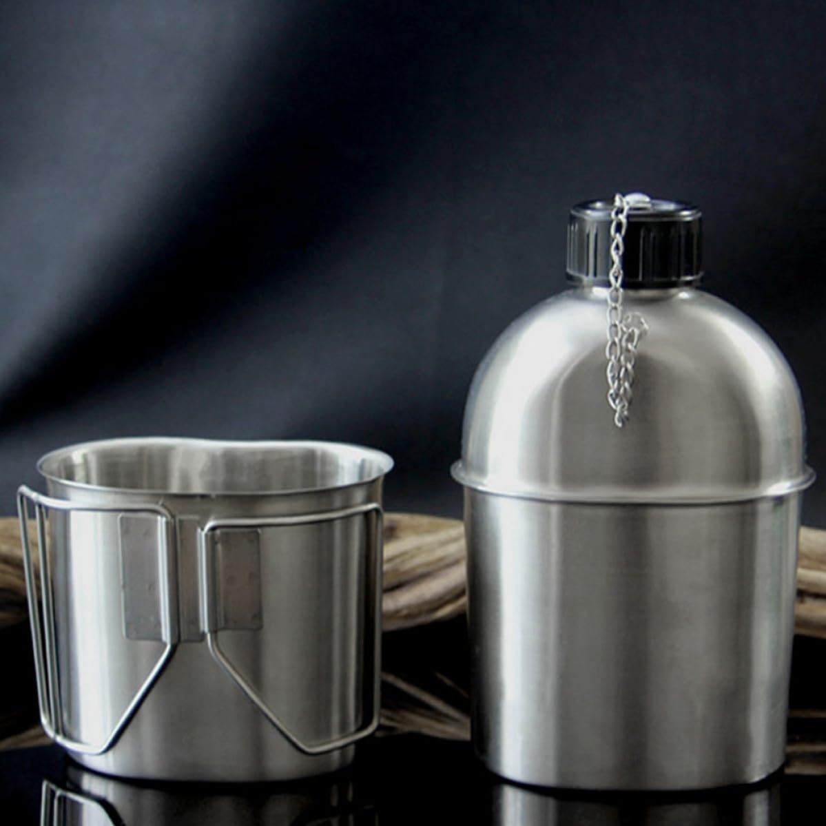 MERRYHAPY Edelstahl Wasserflasche für Camping und Unterwegs, Leicht, Silber