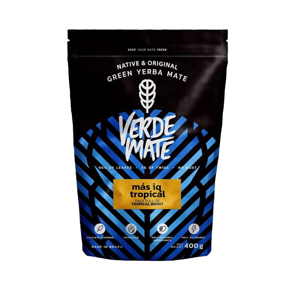 Verde Mate Green Mas IQ Tropical 500 g - Yerba Mate con Guaranà, Ginseng e Frutta Esotica