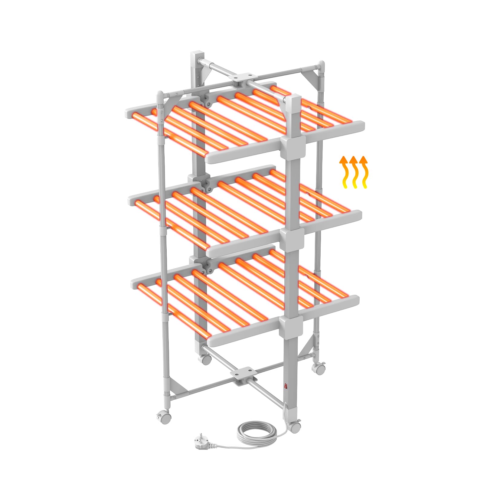 Innotic Séchoir à Linge Chauffant Pliable, Électrique, 230W, 24 Barres Chauffantes, 111x59x62 CM, avec Roues, Blanc