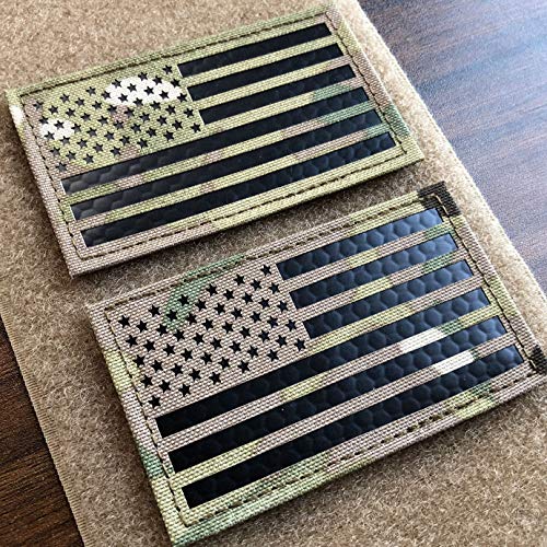 2x3.5" Multicam Infrared IR US USA American Flag Patch Tactical Vest Patch with Hook/Loop (2 Forward)