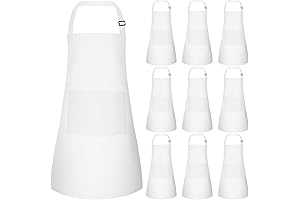 10 Pack Kids Apron, White Adjustable Apron for Kids with 2 Pockets,...