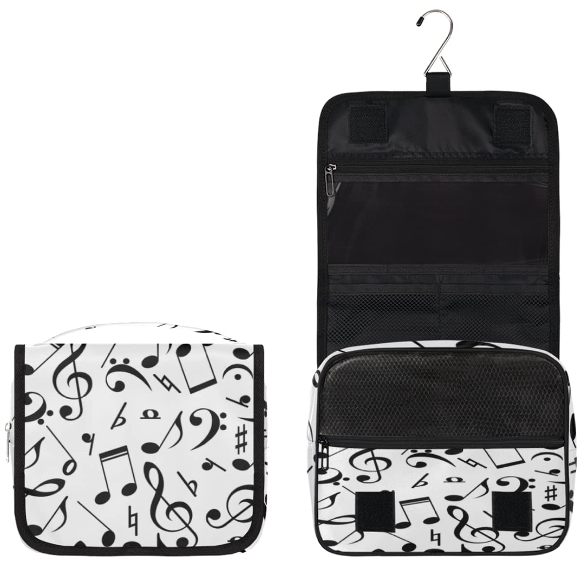 Nuty Muzyka Podróżna Kosmetyczka Czarne Nuty Mycie Torba Unisex Wiszące przybory toaletowe Kosmetyczka Organizer do makijażu, wielobarwny, Jeden rozmiar