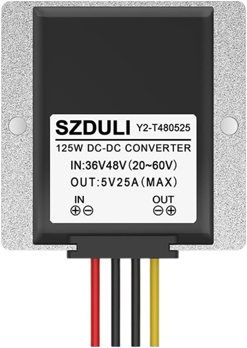 36V 48V to 5V 10A 15A 20A 25A Step-Down Power Converter 20~60V to 5V car Module Waterproof(36V 48V to 5V 25A)