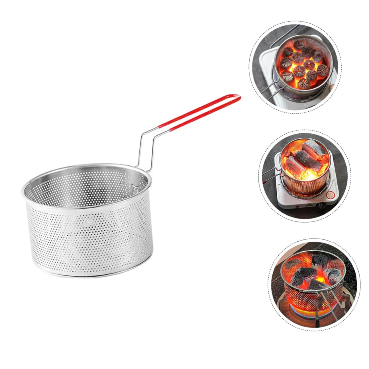 Cesta para Carbón para Barbacoa de Acero Inoxidable Distribución Uniforme de Calor, Versátil y Resistente, Adecuado para Camping y Uso Interior
