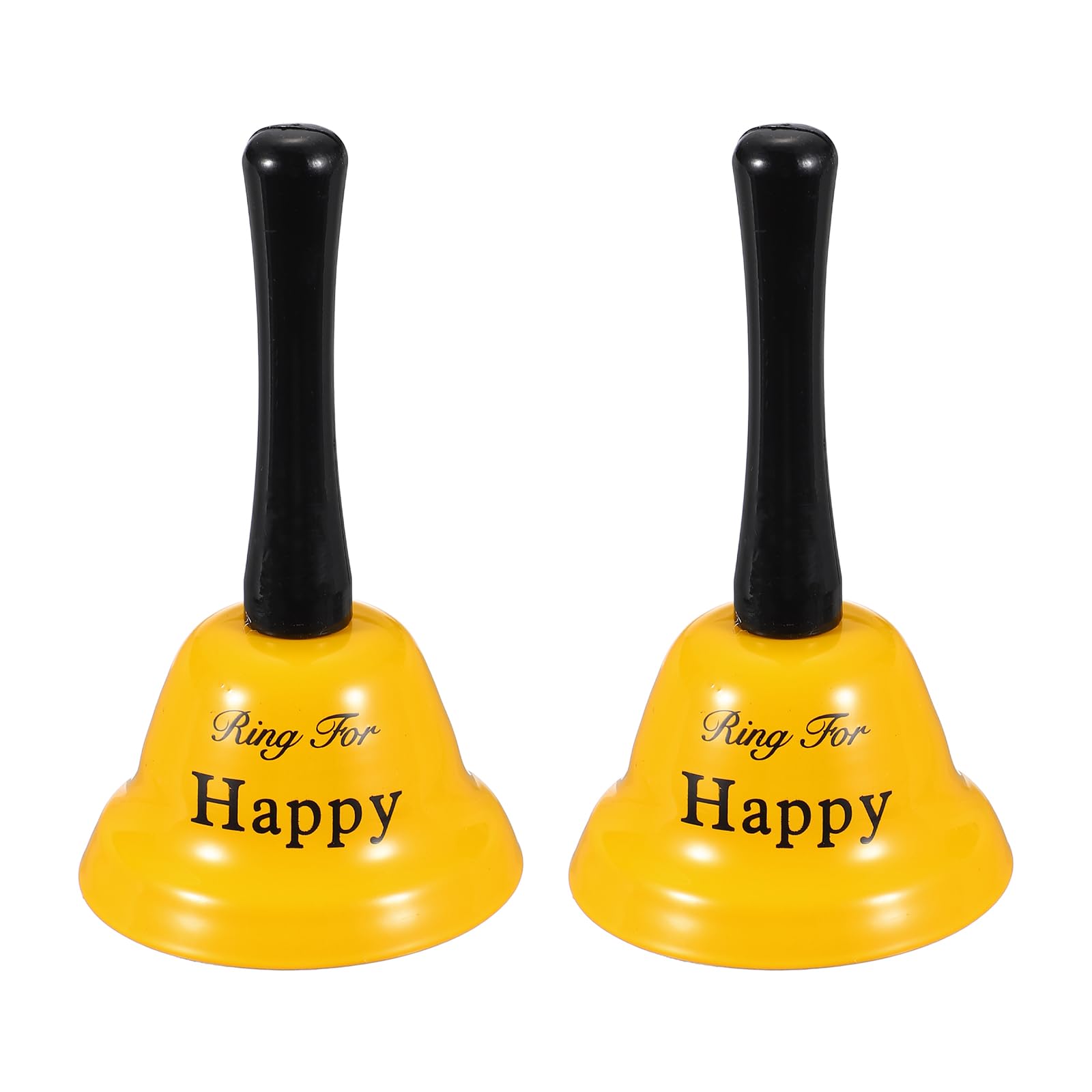 PATIKIL 2Pcs Hand Bell, 3" Small Service Call Bell for Restaurant(Happy, Yellow)
