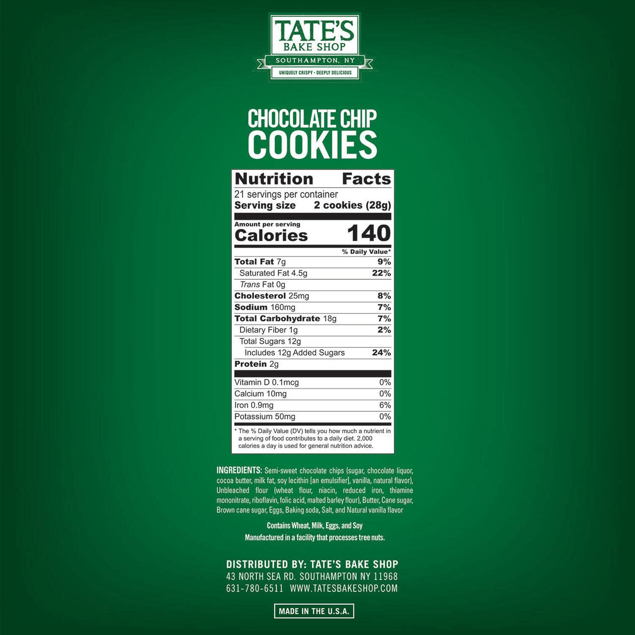 Tate's Bake Shop thin crispy scrumptious Chocolate Chip Cookie Box, 21 Ounce