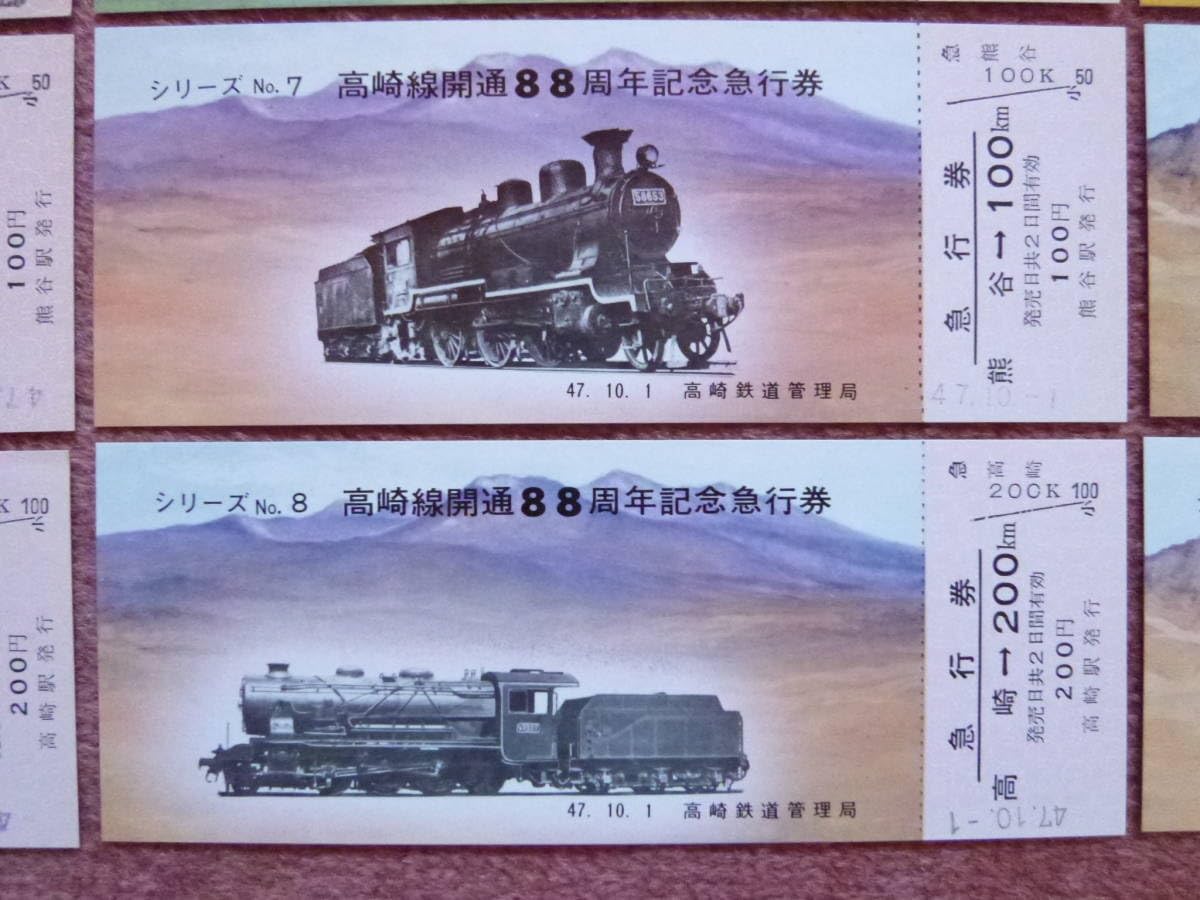 記念切符国鉄 高崎線開通88周年 記念入場券 EF55型 昭和47年