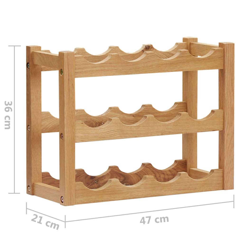 Tidyard Casier à Bouteilles 12 Bouteilles 47x21x36 cm Bois de chêne, Casier à Vin Range Bouteilles, Porte Étagère à Bouteille pour Cuisine, Bar, Salon, Bistro, Cave à Vin