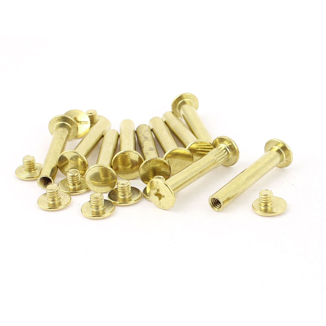 Uxcell Brass Sourcing Map Album Scrapbook 5Mmx30mm Plated Binding Chicago Screw Post 10Pcs