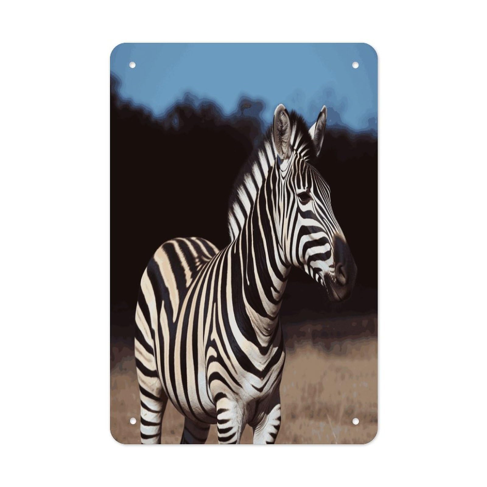 Animal Zebra Metal Tin Sign Wall Decor Funny Retro Sign Weatherproof Metal Wall Art for Indoor Or Outdoor Retro Tin Signs for Kitchen Office Home Bar Decor 11.8 X 7.9 Inch