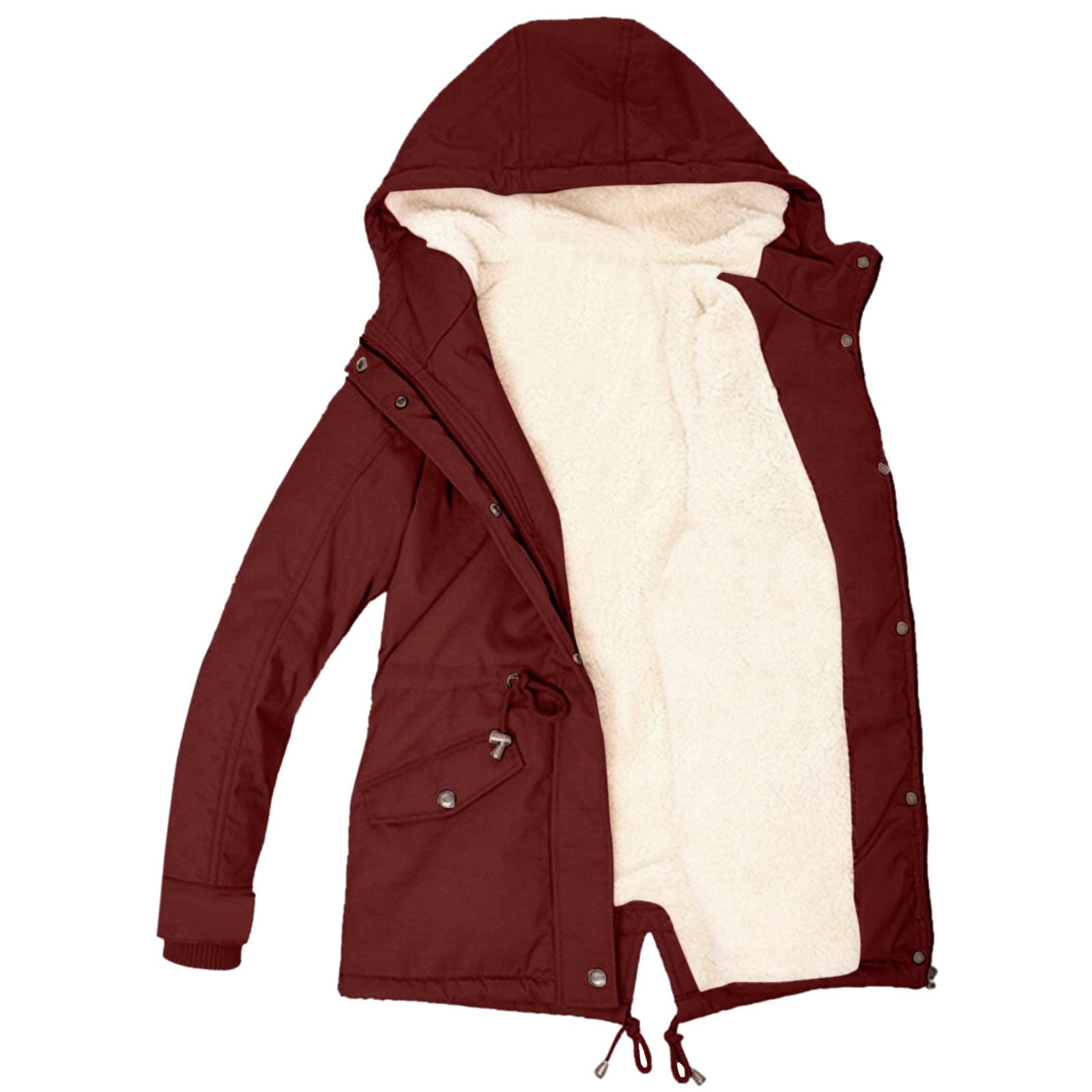 Generisch Damen Plus Size Wintermantel Damenjacke Dicker Outwear gefütterter Kapuzenmantel Warmer Trench Damenmantel