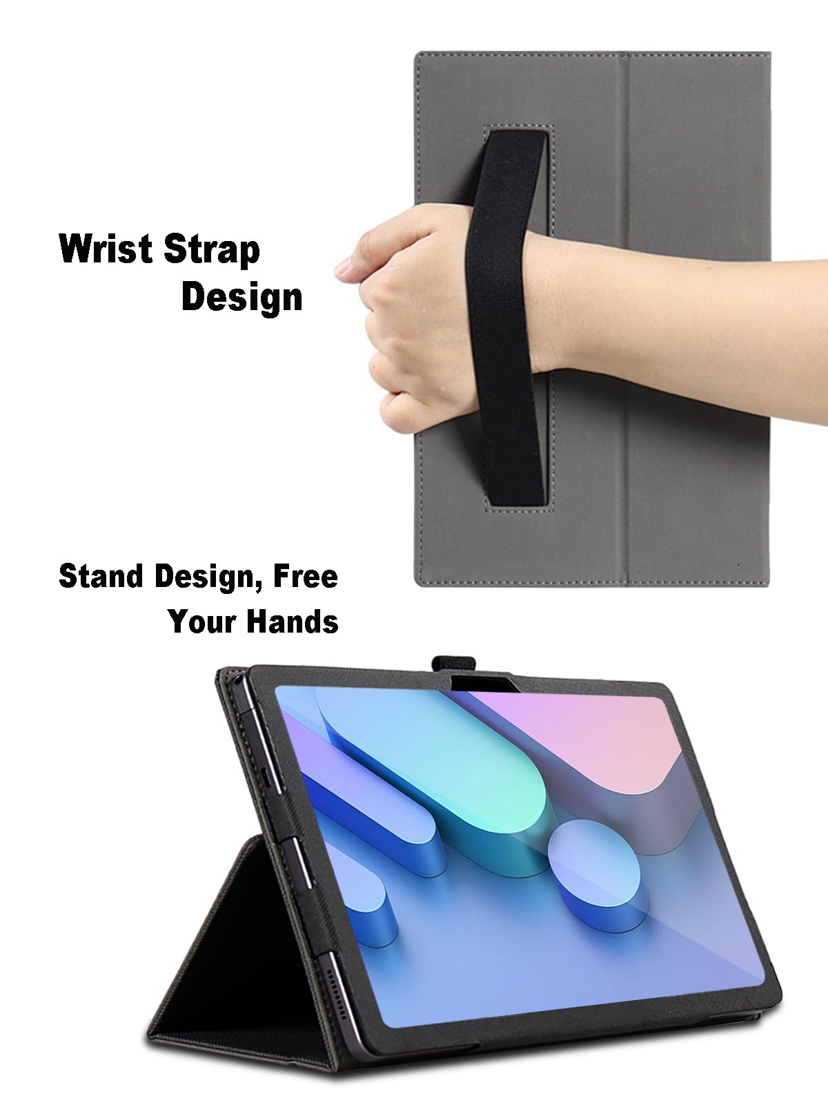 Custodia per Acer Iconia Tab V11-21M 10.9 Pollici, Cover Tablet Acer Iconia Tab V11-21M, Copertura Protettiva Pieghevole con Supporto per Matita e Cinturino da Polso, Protezione Completa. (Nero)