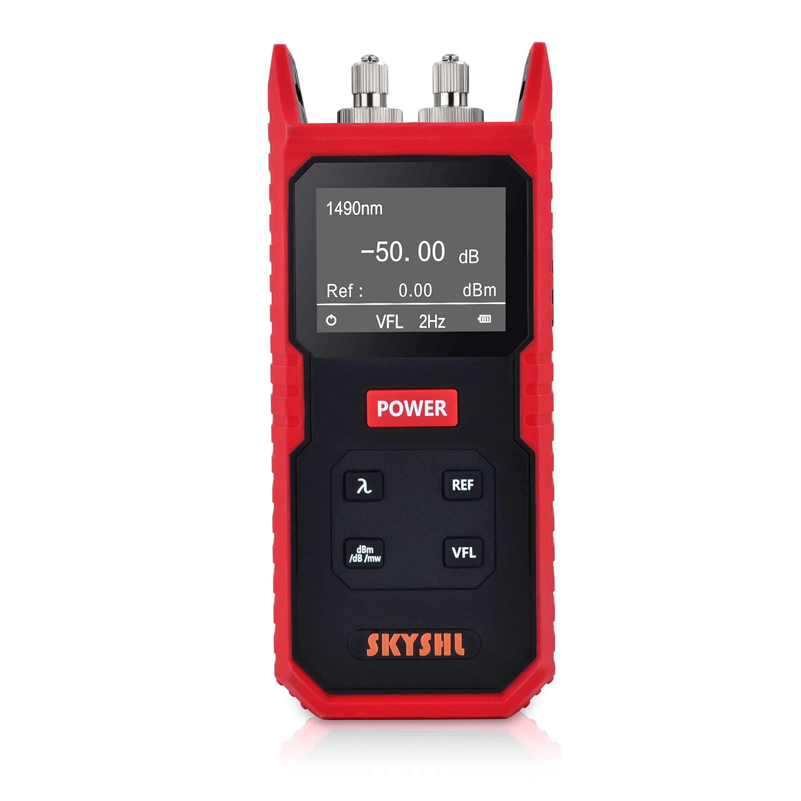 800nm~1700nm Misuratore di Fibra Ottica Potenza(VFL Integrato) -50~+26dBm Optical Fiber Power Meter con Connettore Universale da 2,5mm,SC,FC,LC UPC Adattatore(SS101PVC)