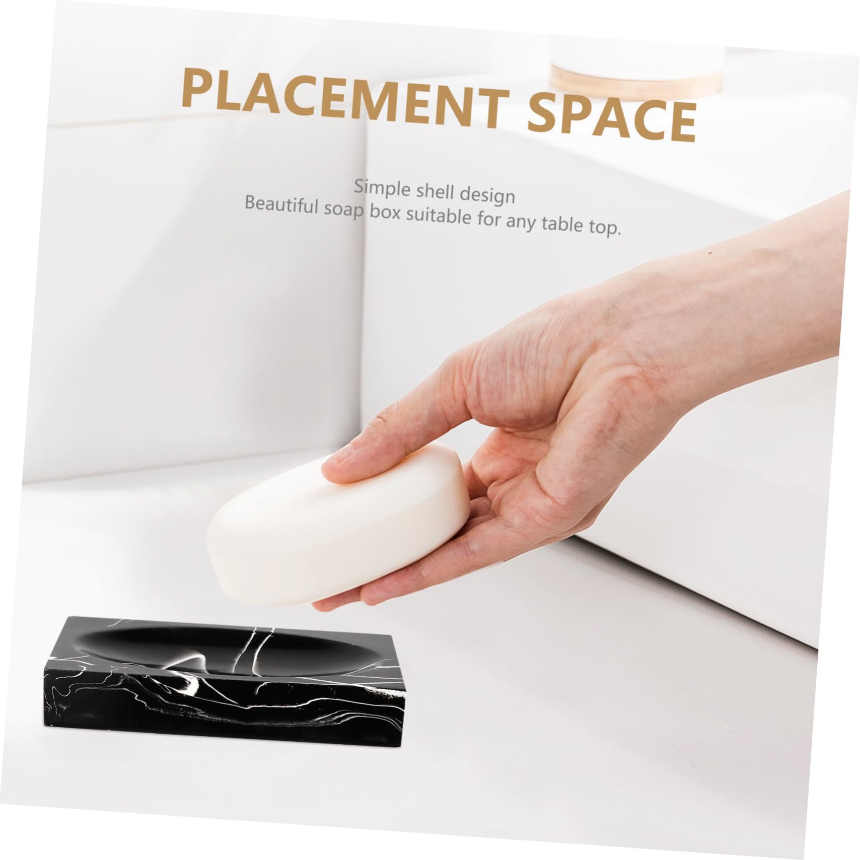 ABOOFAN Juego de Accesorios de Baño Marmolado Negro Jabonera, Estante para Cepillos, Vasos Enjuague Bucal y Botella de Viaje, Resina Práctica, para Baño y Viaje, Set de 5 Piezas
