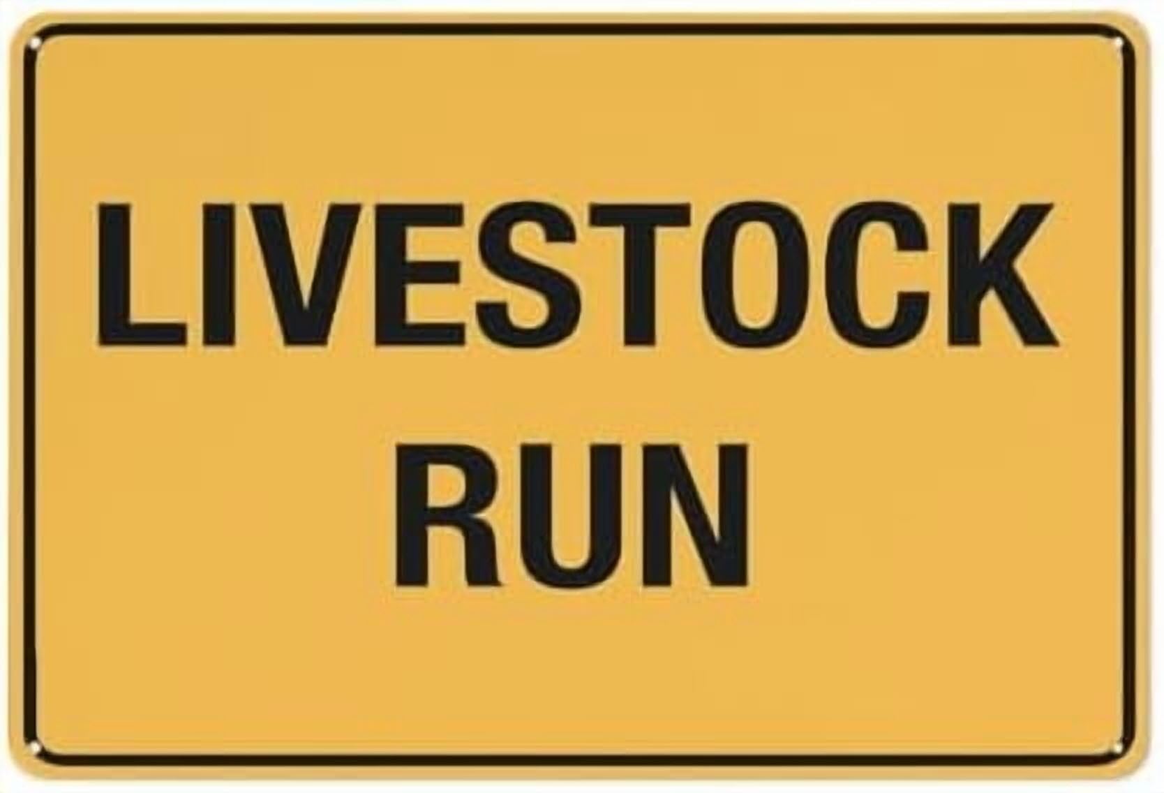 (2-Pack) Metal Tin Sign Livestock Run Sign Warning Sign Home Kitchen Farm Garden Garage Wall Decor 12X8 Inch