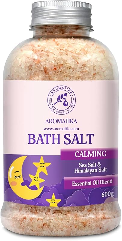 AROMATIKA Sais de banho com sal marinho e sal rosa do Himalaia, óleos essenciais de sândalo, lavanda e bergamota, 600 g