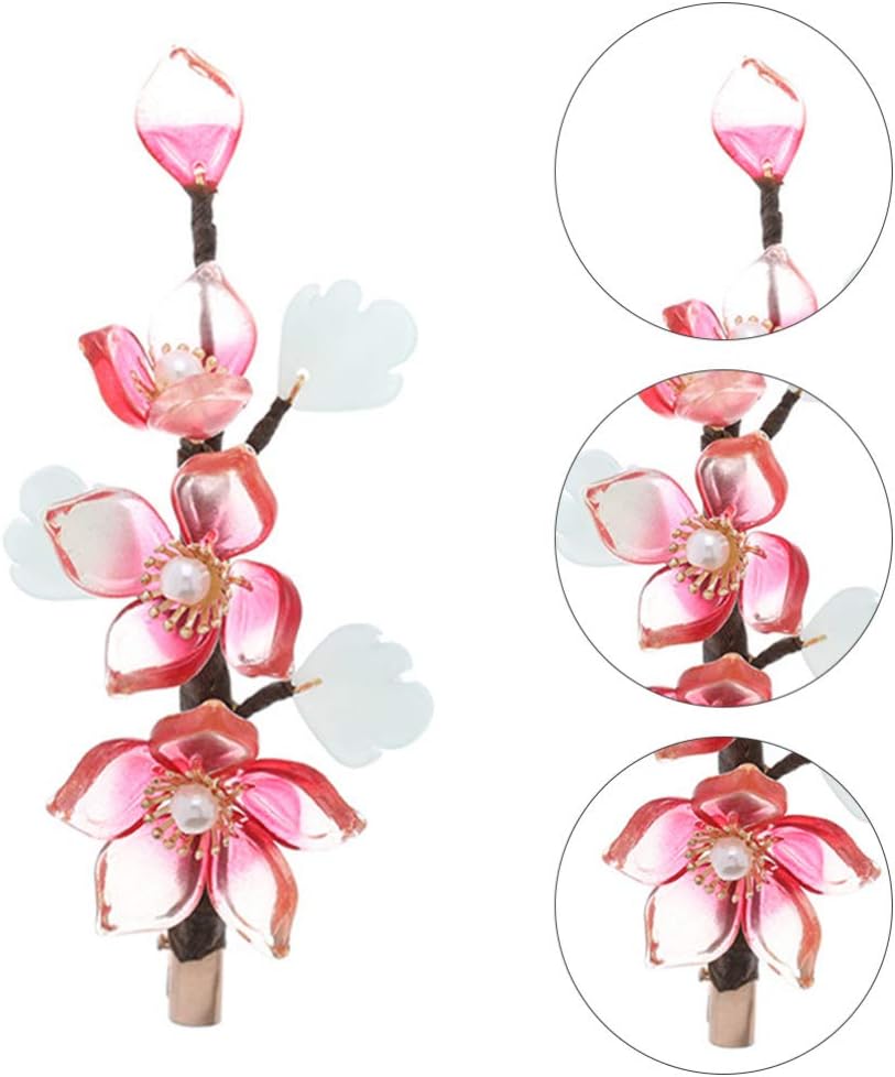 Minkissy Chinese Style Hairpin Crystal Flower Hair Clip Vintage Wedding Edge Clip Headdress Hair Accessories for Bridal Bridesmaids Women Jewelry Red - Image 4