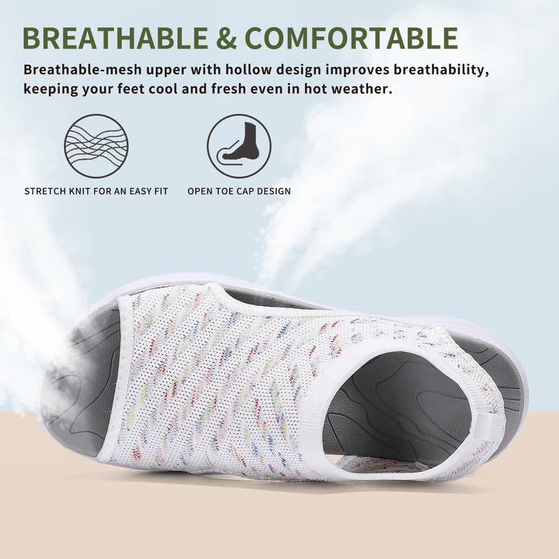 Maxome Sandalias ortopédicas para caminar para mujer, con soporte de arco, zapatos de verano para mujer, plataforma de gradación de cuña, informales, cómodas, lavables, zapatos de playa