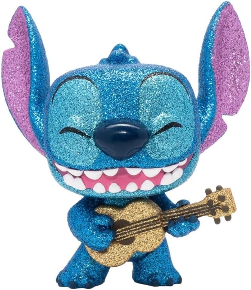 Funko Lilo & Stitch Stitch with Ukulele Diamond Glitter Pop! Vinyl Figure - Entertainment Earth Exclusive, Blue, 3.75 inches
