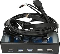 Vista 1 de Diyeeni Caja de computadora de 5.25 pulgadas Bahía frontal, lector de tarjetas interno, tablero de medios, con 2xUSB3.0 2xUSB2.0 1xType C, velocidad