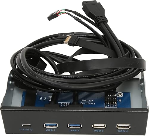 Diyeeni Caja de computadora de 5.25 pulgadas Bahía frontal, lector de tarjetas interno, tablero de medios, con 2xUSB3.0 2xUSB2.0 1xType C, velocidad