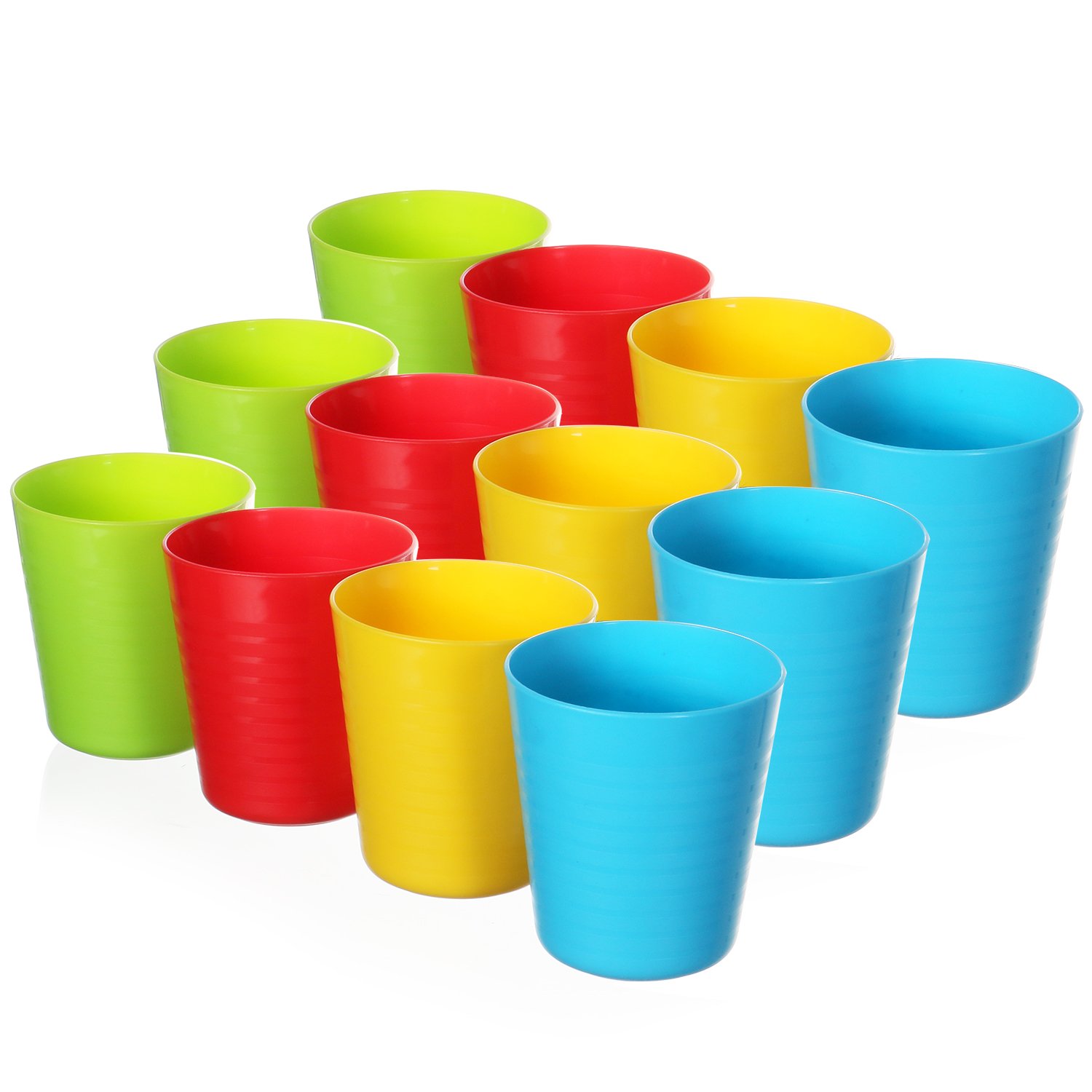 DilaBee 12 Pack - Unbreakable Kids Cups - 8 Oz Kids Plastic Tumblers Fun Bright Color Drinking Plastic Cups in 4 Vibrant Colors - Perfect Size for Kids and Toddlers - BPA Free