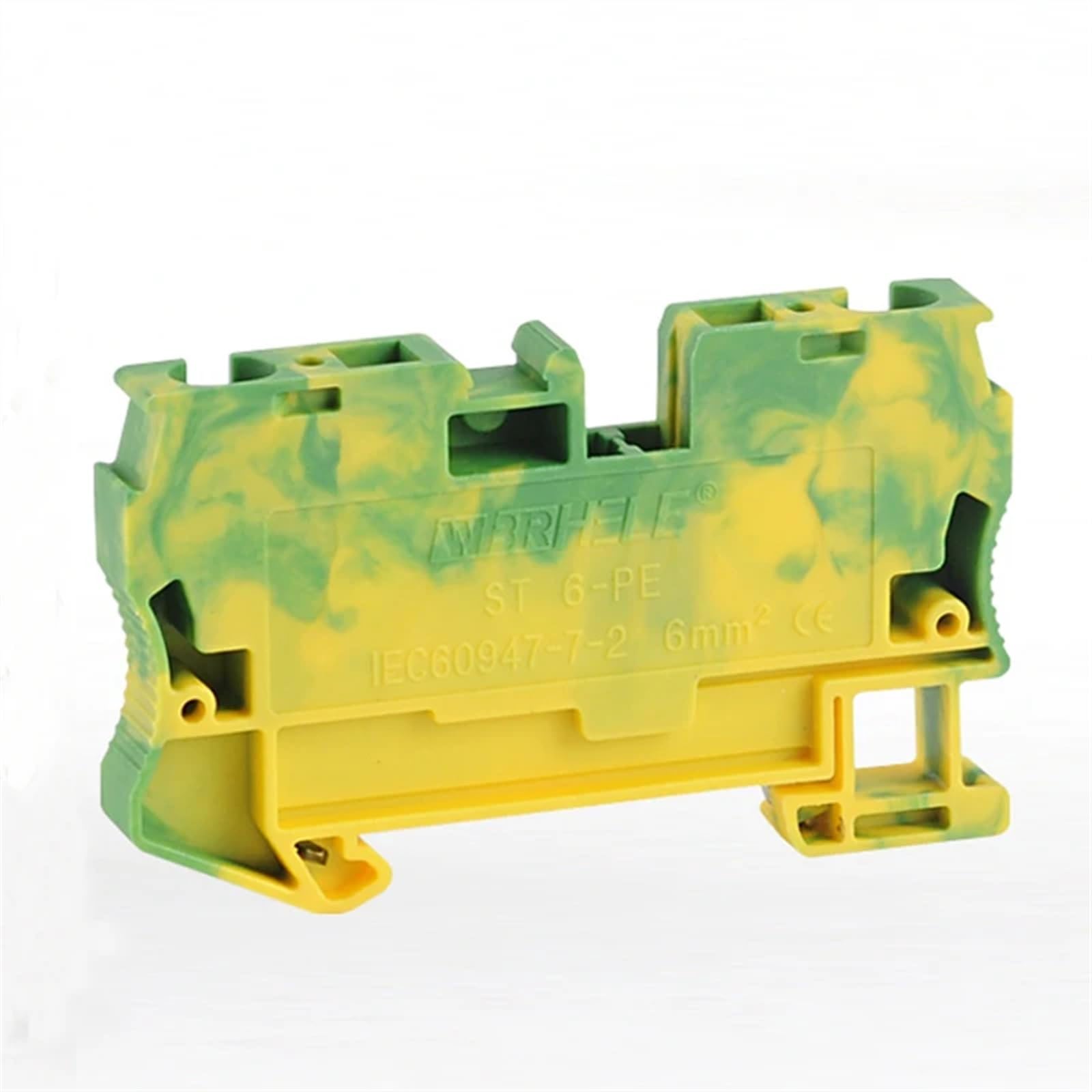 1 Stücke Frühling Erdungsklemmenblock ST6-PE Din-schiene Gelb Grün Erdungsdraht Kabelstecker 6mm2