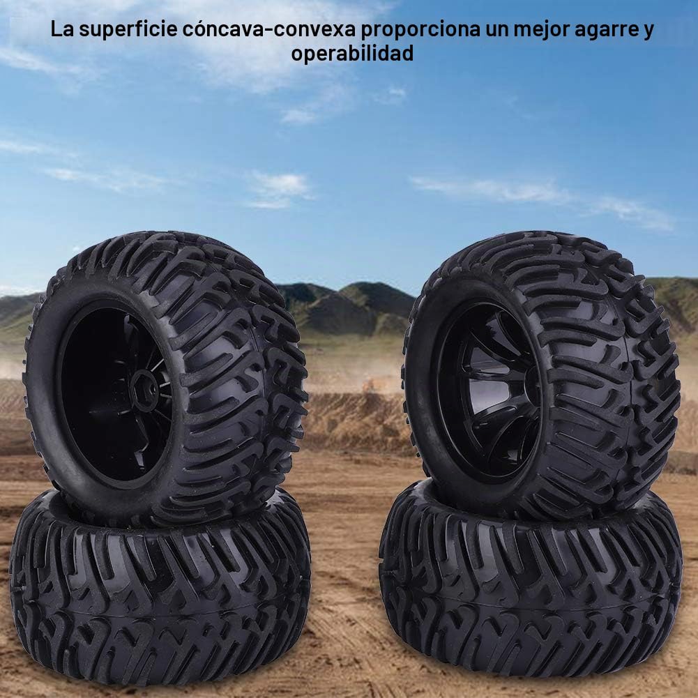 Neumáticos RC, Alta Resistencia, 125 mm, Neumáticos Todo Terreno RC, para Vehículos RC, Escalas 1/10, Negro, en Pista y Campo, para Modelos de Coche RC y Simuladores
