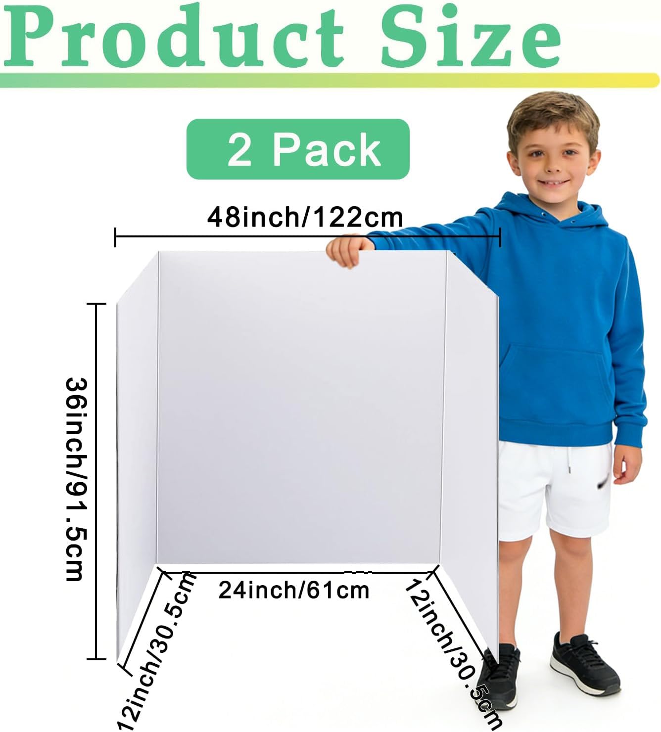 LonlyEagle 36” x 48” Trifold Poster Board，White Corrugated Project Boards for Presentations, Science Fair, School Projects, Event Displays and Trifold Picture Board，2 Pack