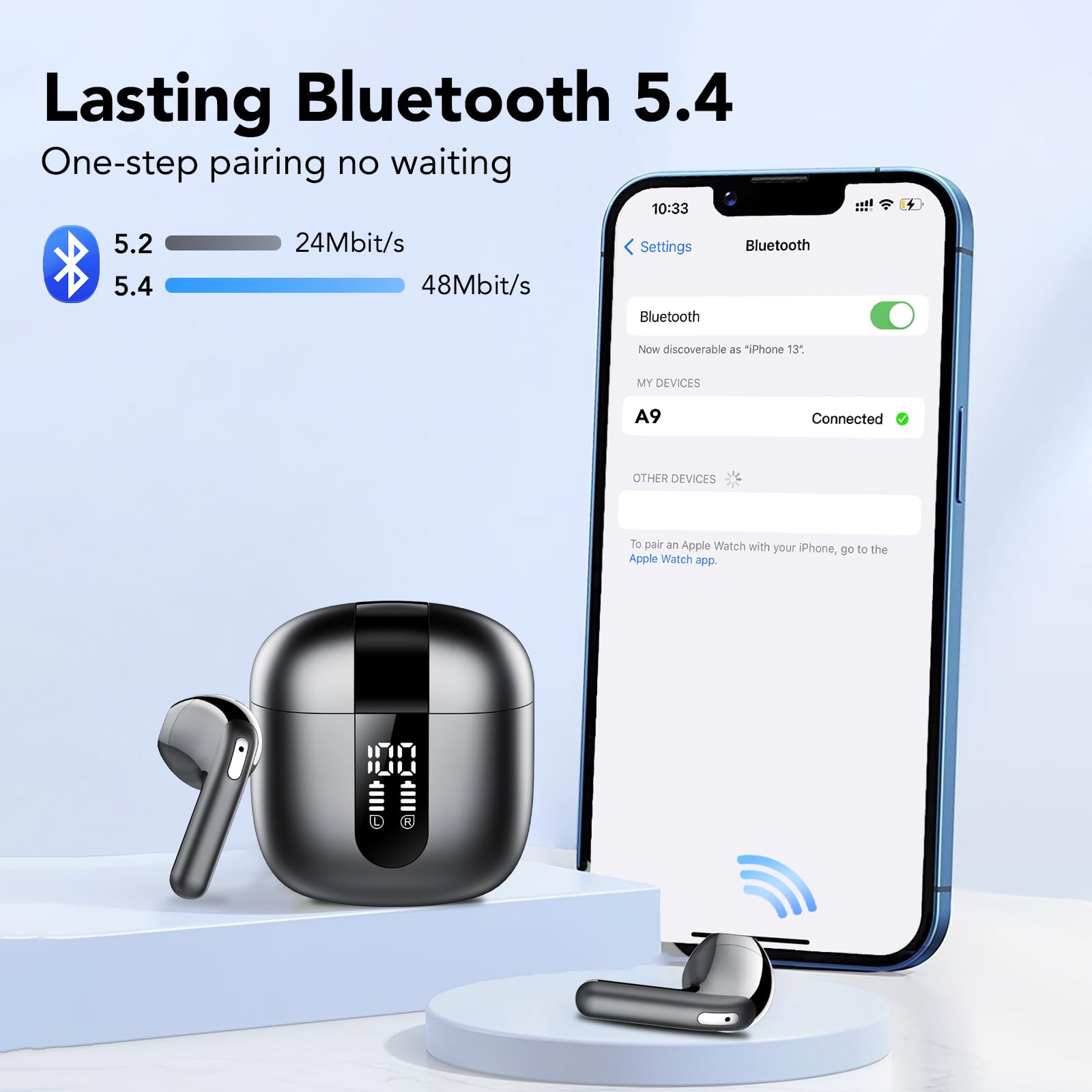 Bluetooth Kopfhörer, In Ear Kopfhörer Kabellos Bluetooth 5.4 Kabellose Kopfhörer mit 4 Mic, 2026 Kabellose Kopfhörer 50 Std ENC Noise Cancelling Earbuds Tiefer Bass, IP7 Wasserdicht Ohrhörer, USB-C