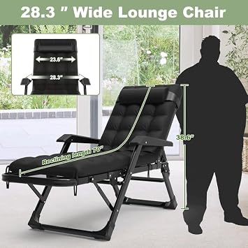 3 In 1 Oversized Folding Camping Cot Positions Adjustable XL Patio Chaise Lounge Chair, Sleeping Cots for Adults