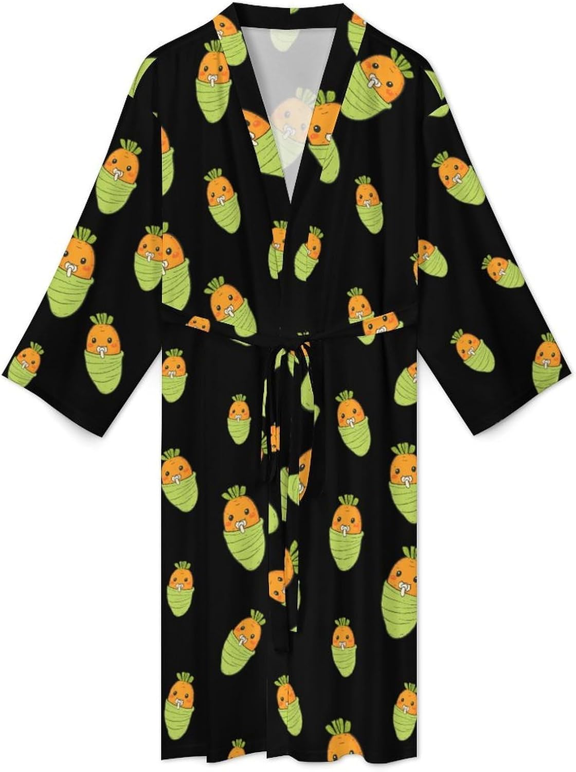 Cute Carrot Mens Robe Long Bathrobe for Women Bath Robes Lightweight Soft Printed Sleepwear