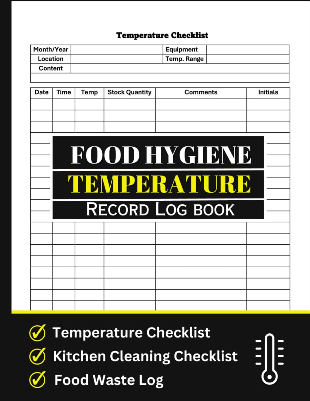 Food Safety Temperature Log: Health Journal & Cleaning Checklist