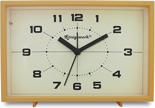 Königswerk Reloj despertador analógico, reloj pequeño silencioso de 6 pulgadas sin tictac con luz nocturna, funciona con pilas, diseño simple para