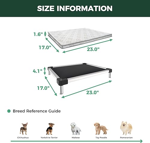 Miniatura 6 de FXW TitanNest Cama Elevada para Perros a Prueba de Masticación, Catre Elevado para Uso Interior/Exterior/Camping, Cama Acolchada para Mascotas Negro