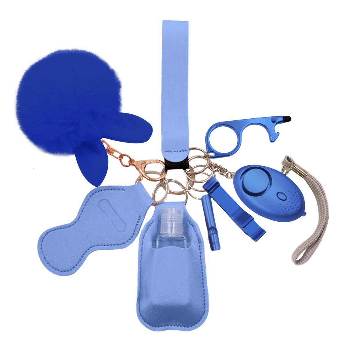 Safety Keychains for Women, Wristlet Strap Keychain Set with Personal Alarm,9 PCS Self Protection Keychain Accessories Kit