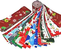 20 peças de tecido 100% algodão floral de Natal - para decorações de Natal DIY costura artesanato pré-cortado colcha tecido acolchoado (6,3 cm x 49,8 cm)