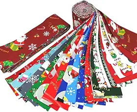 20 peças de tecido 100% algodão floral de Natal - para decorações de Natal DIY costura artesanato pré-cortado colcha tecido acolchoado (6,3 cm x 49,8 cm)