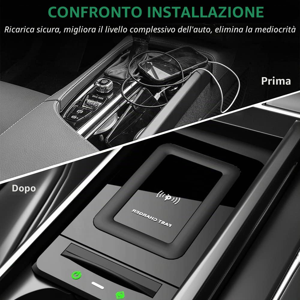 Caricabatteria da Auto Wireless per Audi A6 S6 RS6 A7 S7 RS7 2019 2020 2021 2022 Tutti i Modelli, 15W Rapida Ricarica Telefono Pad per Audi A6/A7 Accessori, Regalo per i Possessori di Audi