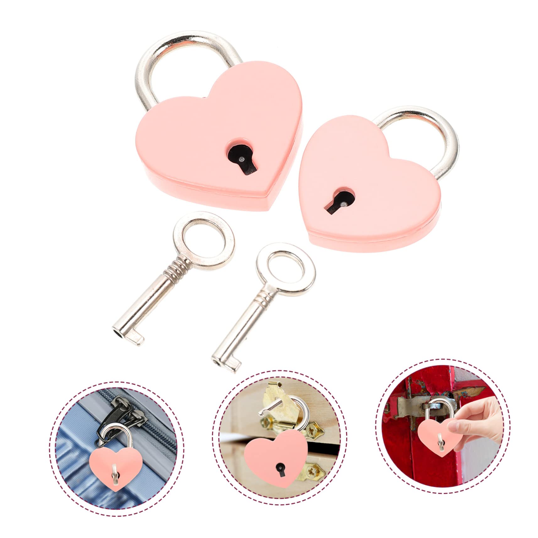 OSALADI 10piezas Candados Forma De Corazón Cerraduras De Luggage y Diario Para Viajes y Accesorios De Moda Con Llave Diseño Atractivo y Práctico