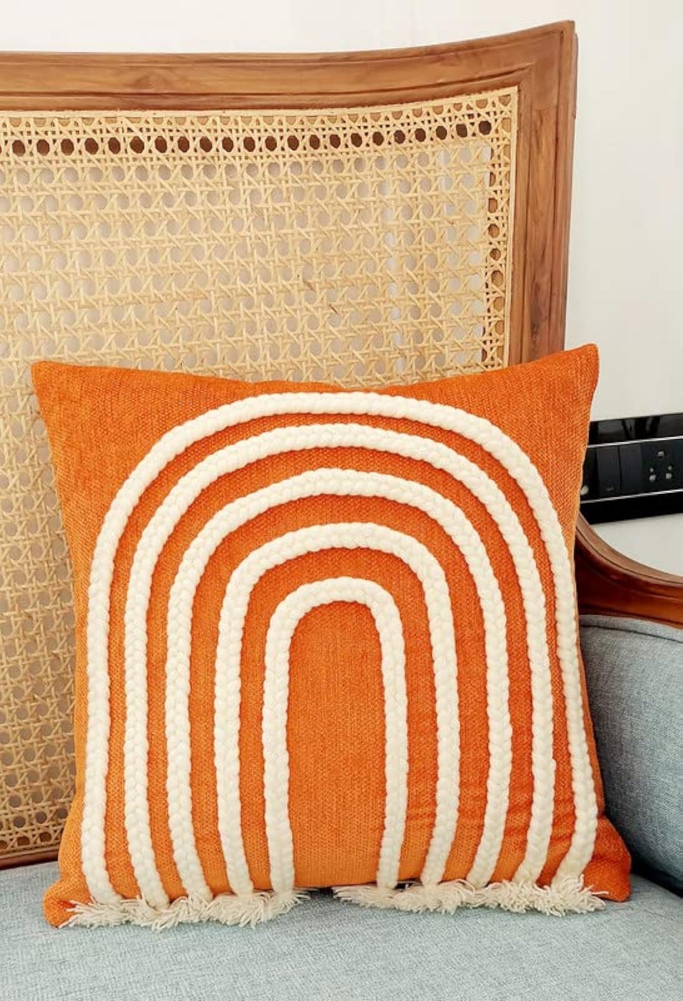 Orange Boho Texture Cushion Cover, 20X20