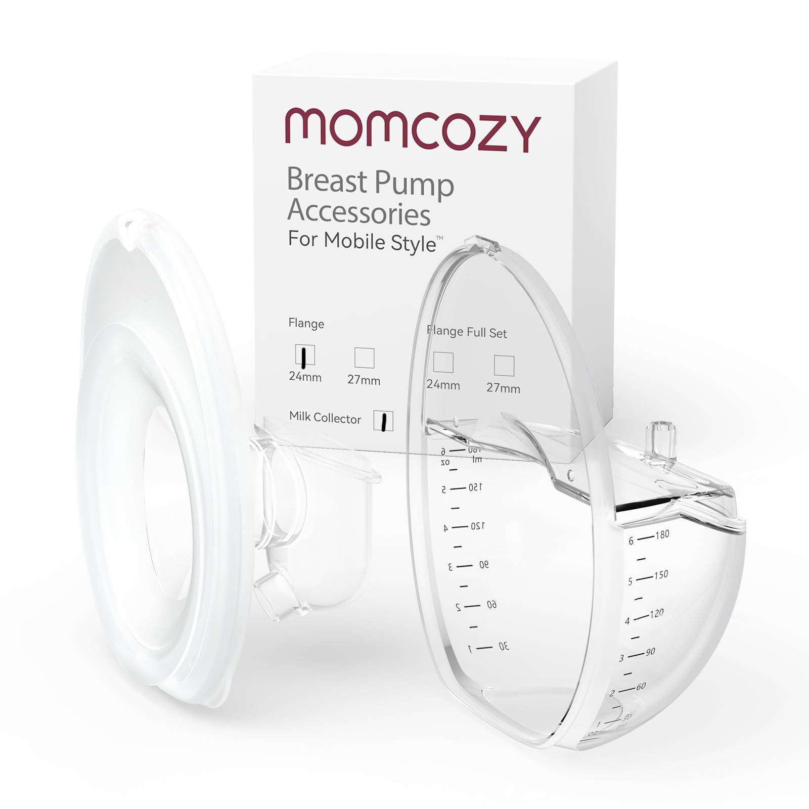 Momcozy Mobile Style | M6 Flange 24mm & Milk Collector, Original Mobile Style | M6 Breast Pump Replacement Accessories
