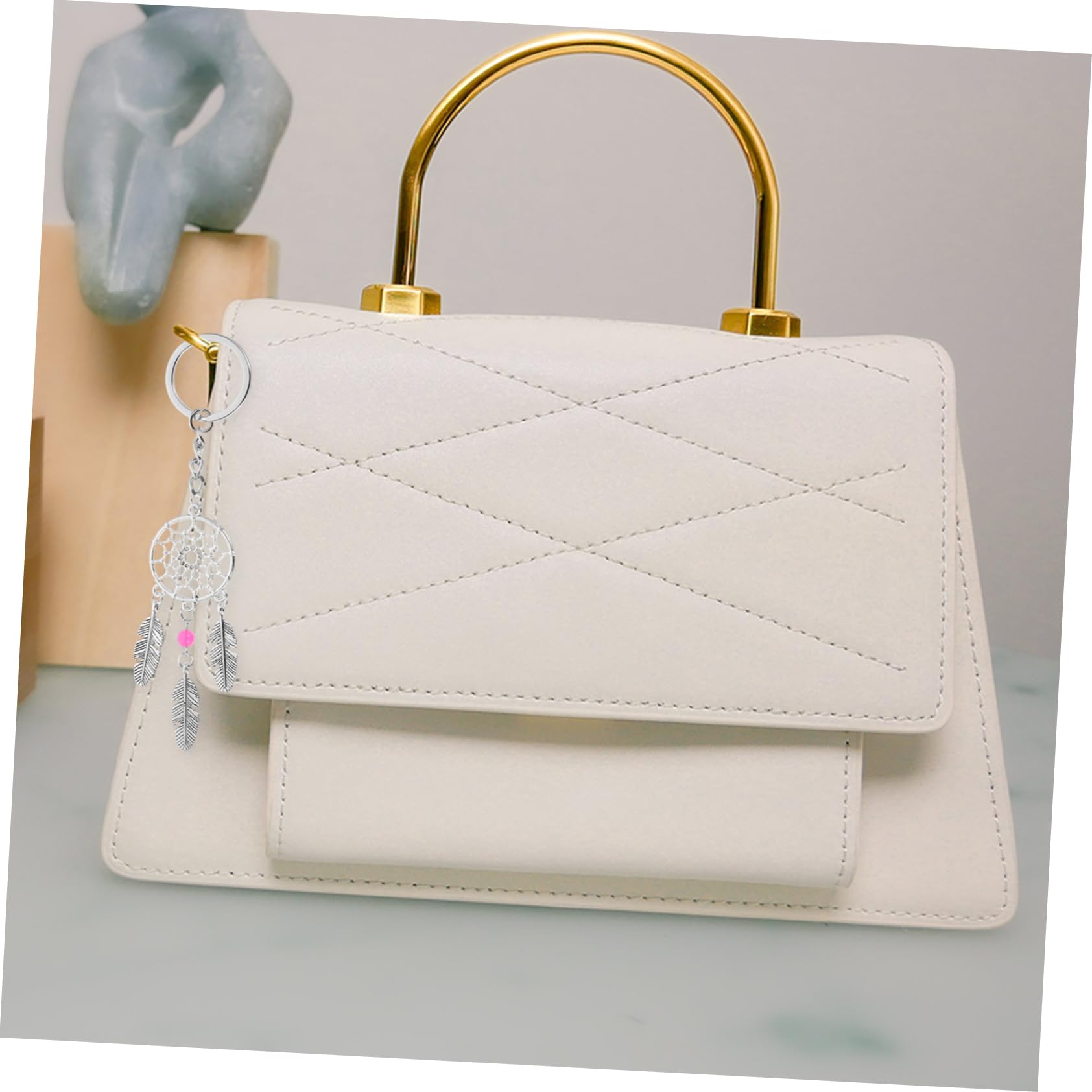 VINTORKY Dreamcatcher Keychain Pendant Pink Keyring Chain Bag Decor Key Organizer