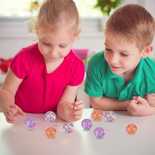 Miniatura 5 de ArtCreativity Sparkle Spot - Juego de 12 bolas de rebote para niños con confeti en el interior, juguetes al aire libre para fomentar el juego