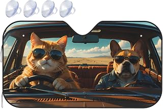 Car Shade Front Windshield Sunshade Car Windshield Cover Driving Dog&Cat