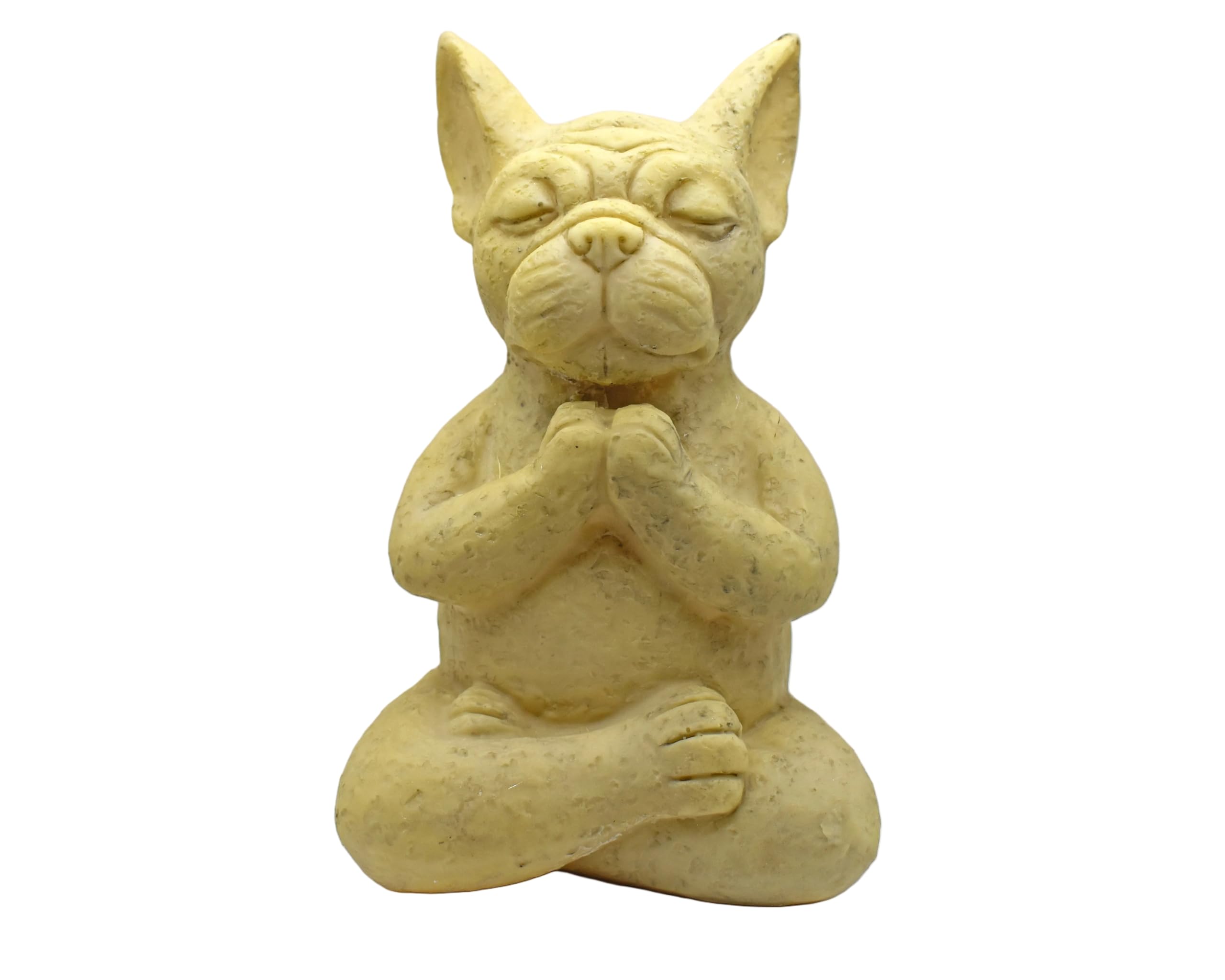 Meditating French Bulldog Ornaments Beige Dog Statue Decorations Puppy Sculpture Resin Statue Yoga Pose Figure for Living Room or Garden Patio (Beige Meditation Dog)