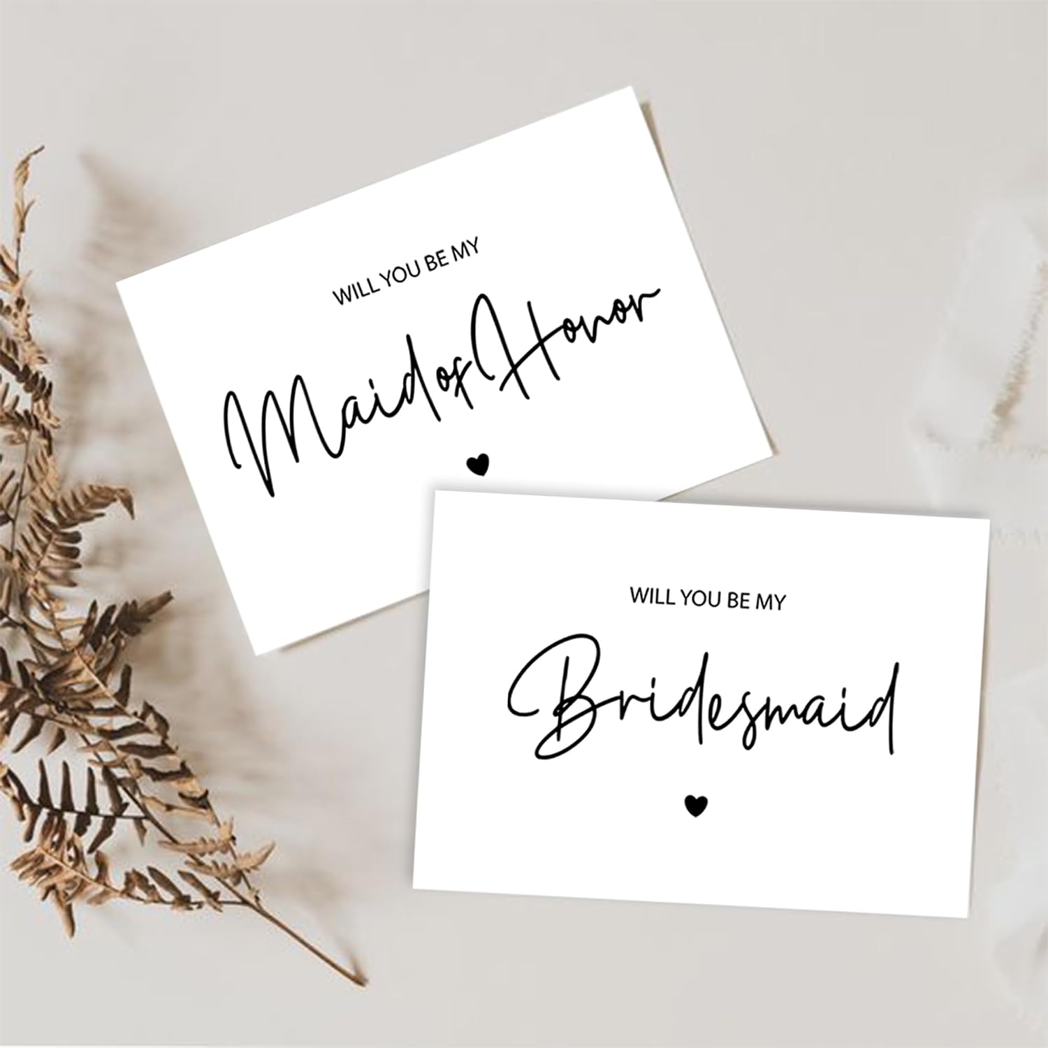 PartyGifts&beyond 10 Pcs Bridesmaid & Maid of Honor Proposal Cards, Including 1 Matron of Honor Card with 10 Envelopes (White)