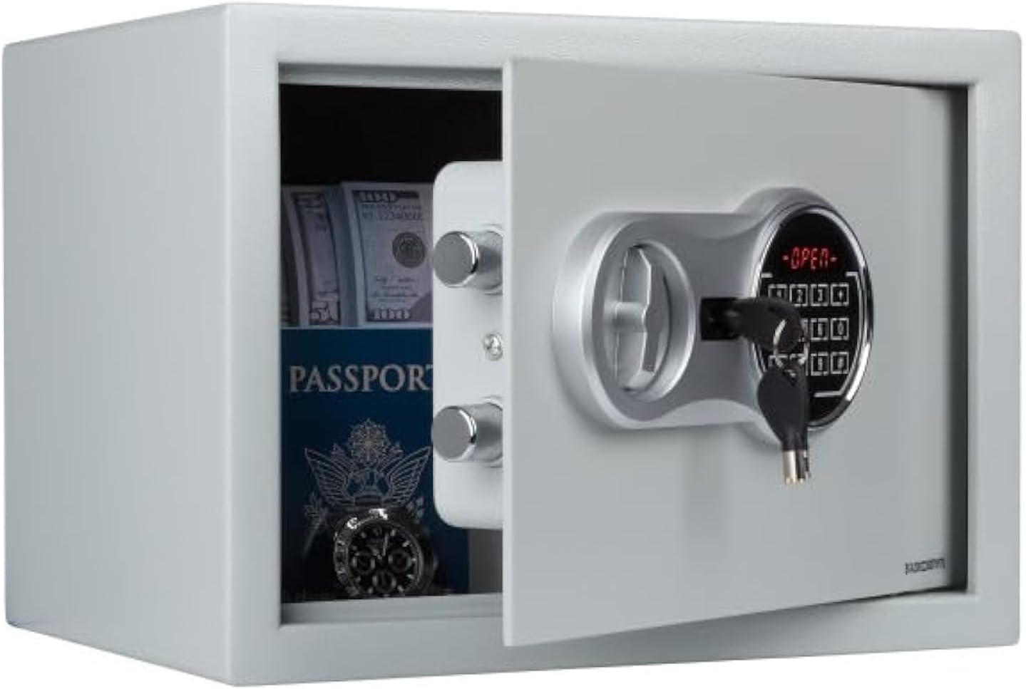 Stalwart – Caja de seguridad digital electrónica, caja de bloqueo de doble entrada con 2 llaves de anulación, seguro personal para el hogar para